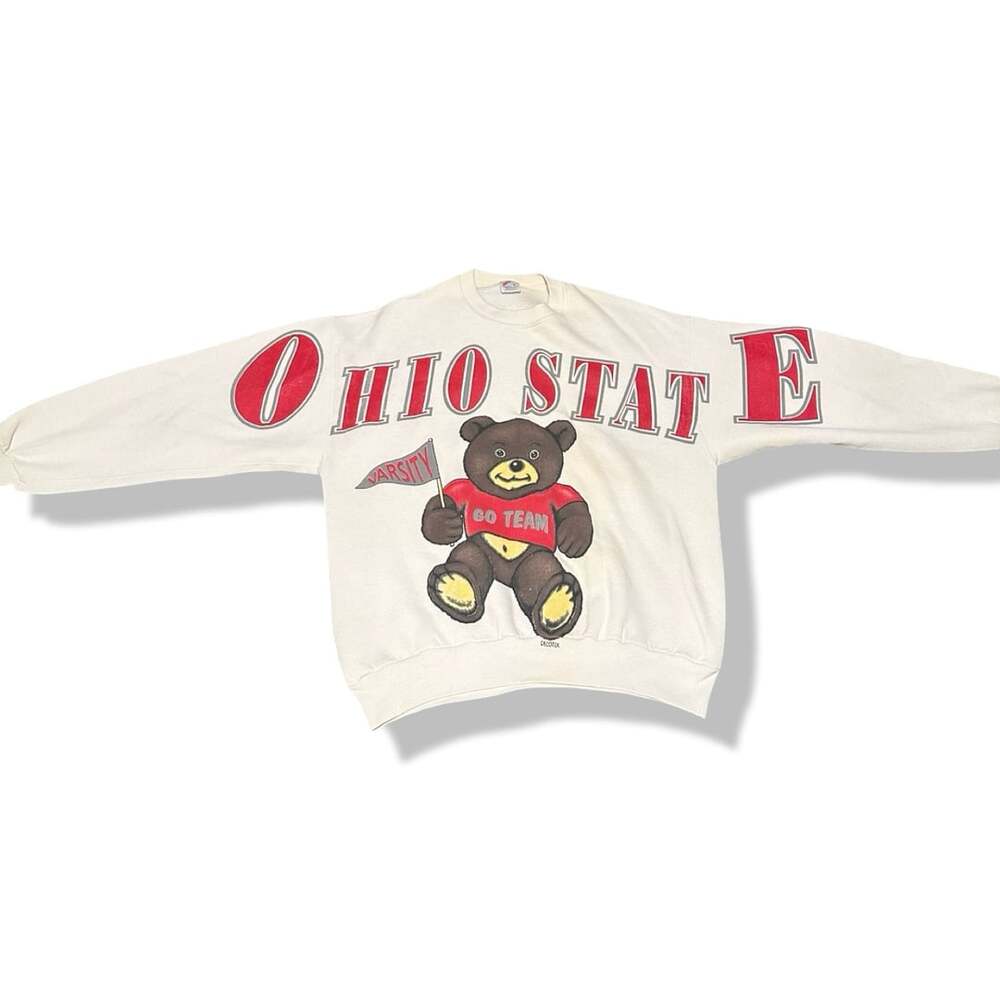 Vintage 80s Ohio State University Wrap Around Teddy Bear Sweatshirt